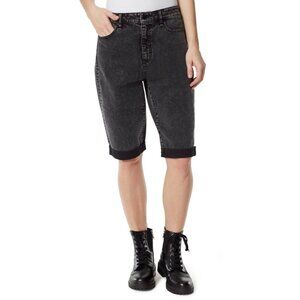 FRAYED Denim Women Size 28 Nocturnal Black Wash Cuffed Boyfriend Denim Short NWT